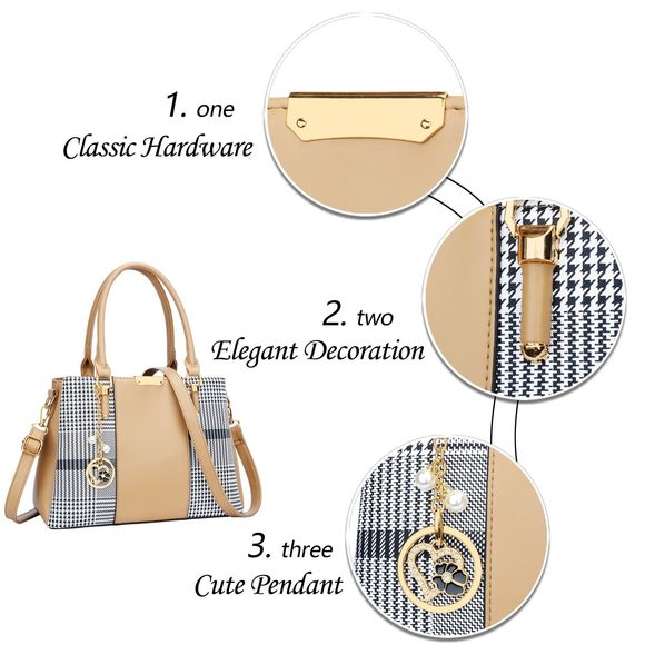 Camel Striped Zippered Shoulder Bag Satchels